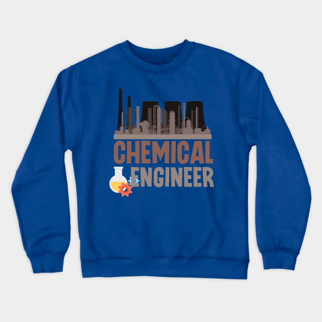 Chemical Engineer with Power Plant Background Crewneck Sweatshirt by PongPete
